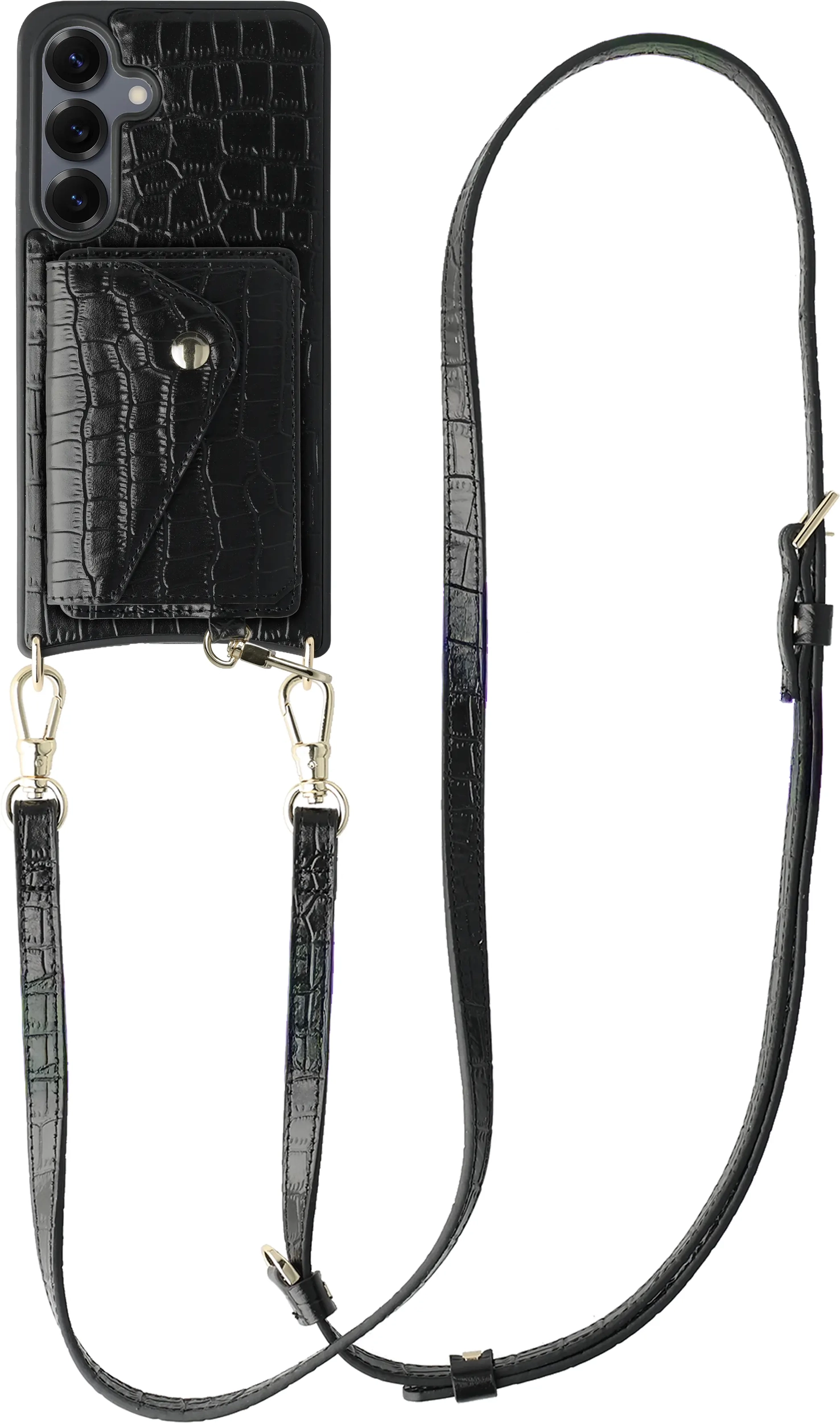 AVY Samsung Galaxy S25 / S24 - Styled Kit - Croco Zwart - Long Leather afbeelding 1