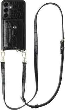 AVY Samsung Galaxy S25 / S24 - Styled Kit - Croco Zwart - Long Leather