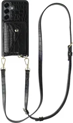 AVY Samsung Galaxy S25 / S24 - Styled Kit - Croco Zwart - Long Leather afbeelding
