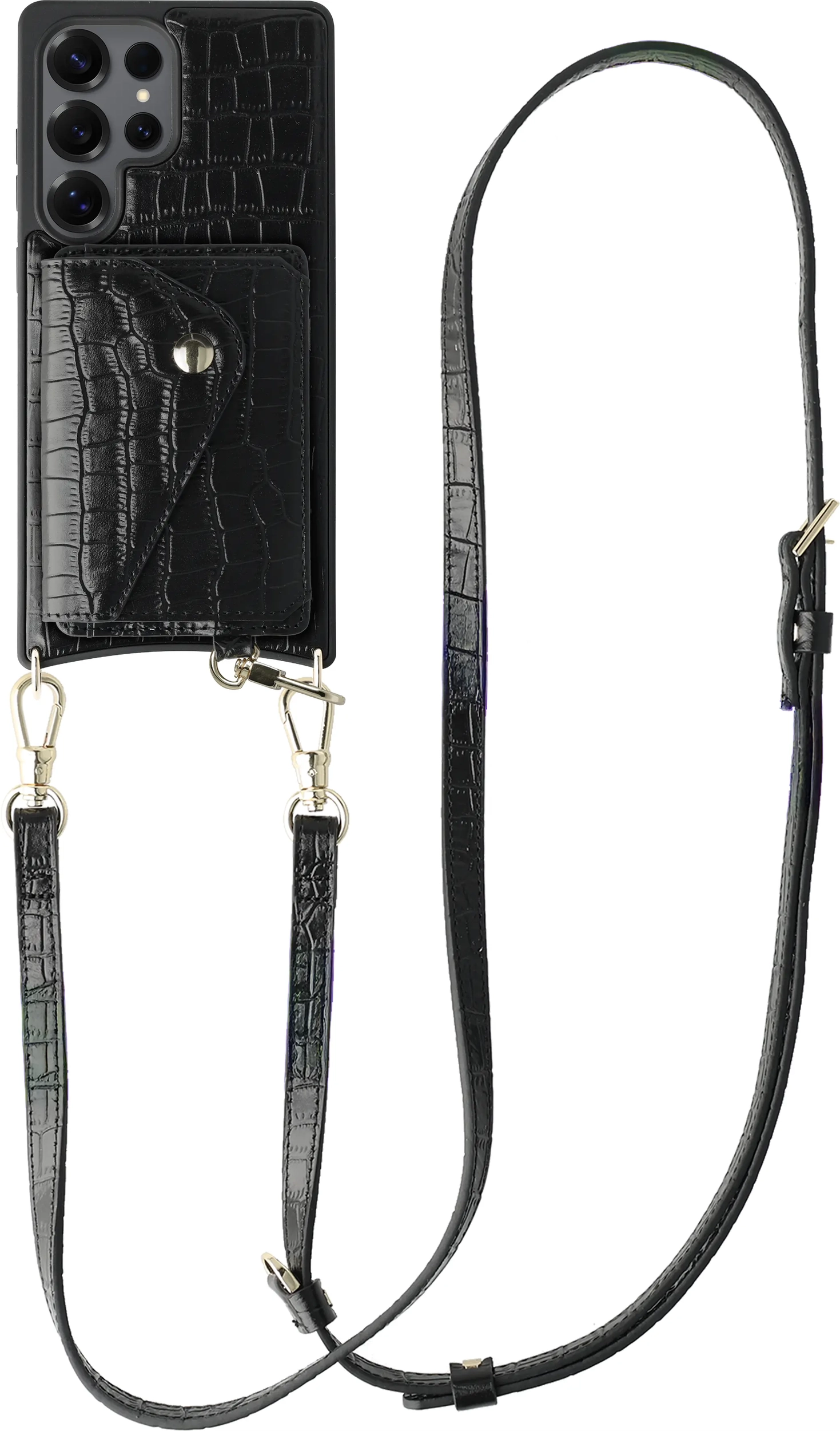 AVY Samsung Galaxy S25 Ultra - Styled Kit - Croco Zwart - Long Leather afbeelding 1