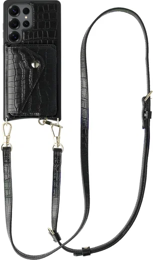 AVY Samsung Galaxy S25 Ultra - Styled Kit - Croco Zwart - Long Leather afbeelding 1