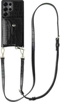 AVY Samsung Galaxy S25 Ultra - Styled Kit - Croco Zwart - Long Leather