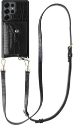 AVY Samsung Galaxy S25 Ultra - Styled Kit - Croco Zwart - Long Leather afbeelding