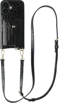 AVY Apple iPhone 16 - Styled Kit - Croco Zwart - Long Leather