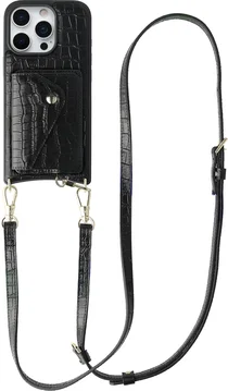 AVY Apple iPhone 16 Pro - Styled Kit - Croco Zwart - Long Leather