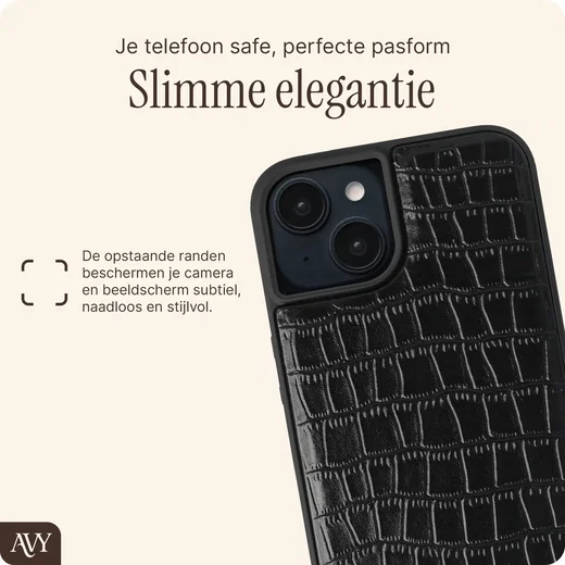 AVY Apple iPhone 15 - Styled Kit - Croco Zwart - Long Leather afbeelding 13