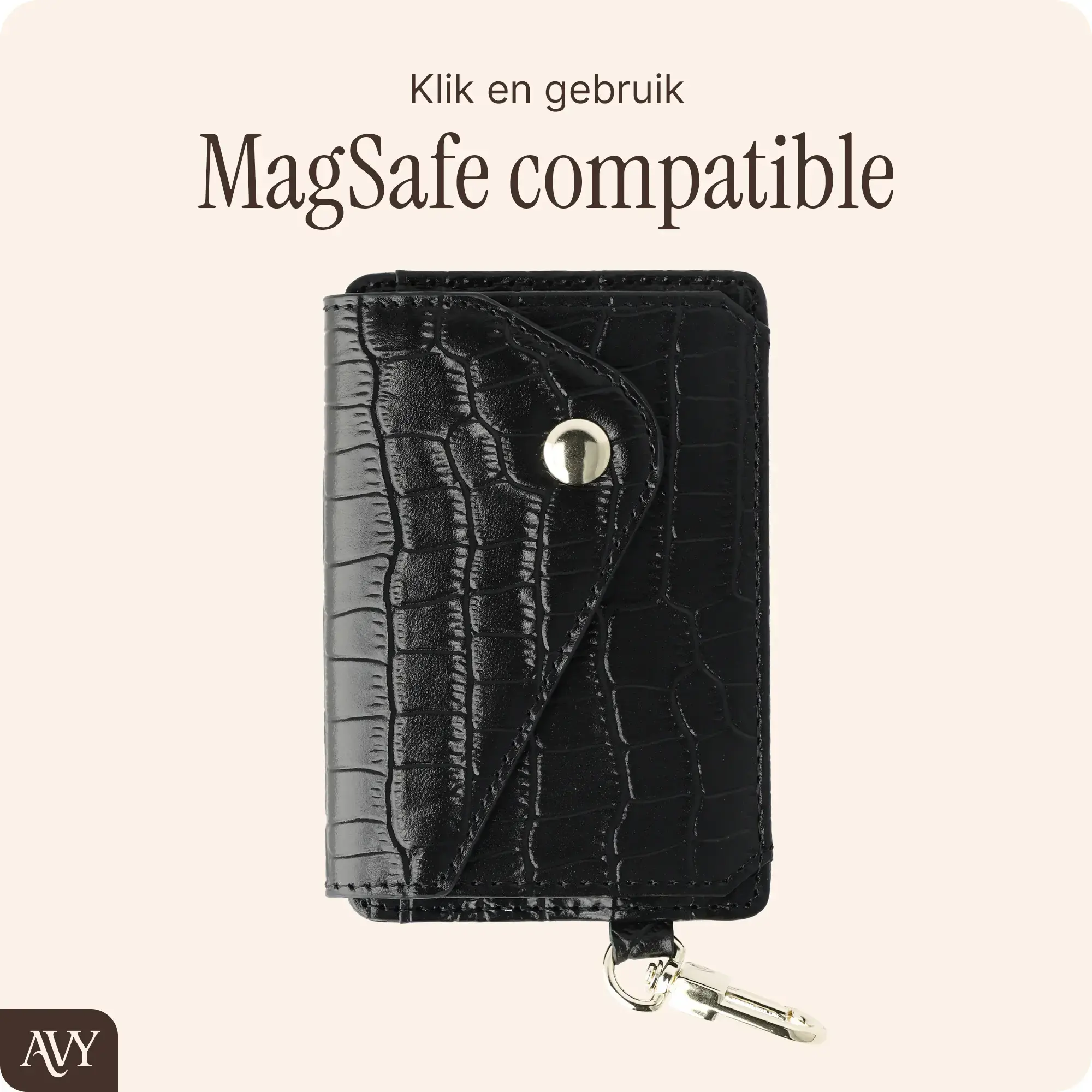 AVY Apple iPhone 15 - Styled Kit - Croco Zwart - Long Leather afbeelding 11