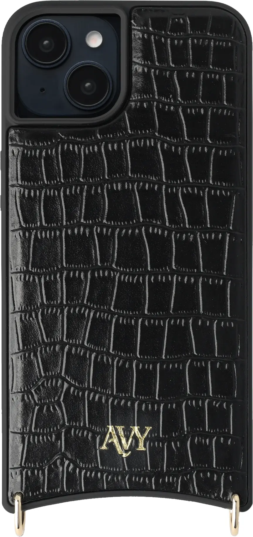 AVY Apple iPhone 15 - Styled Kit - Croco Zwart - Long Leather afbeelding 14