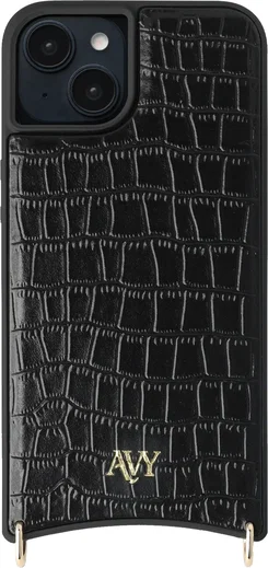 AVY Apple iPhone 15 - Styled Kit - Croco Zwart - Long Leather afbeelding 14