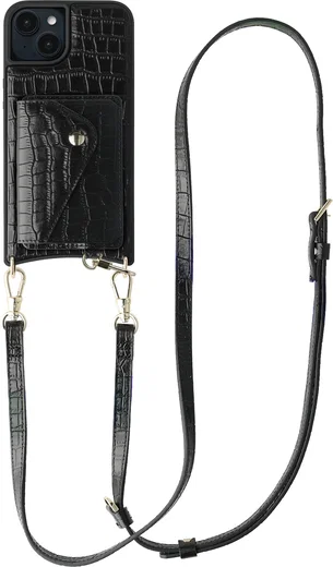 AVY Apple iPhone 15 - Styled Kit - Croco Zwart - Long Leather afbeelding 1