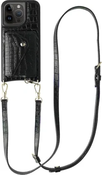 AVY Apple iPhone 15 Pro - Styled Kit - Croco Zwart - Long Leather