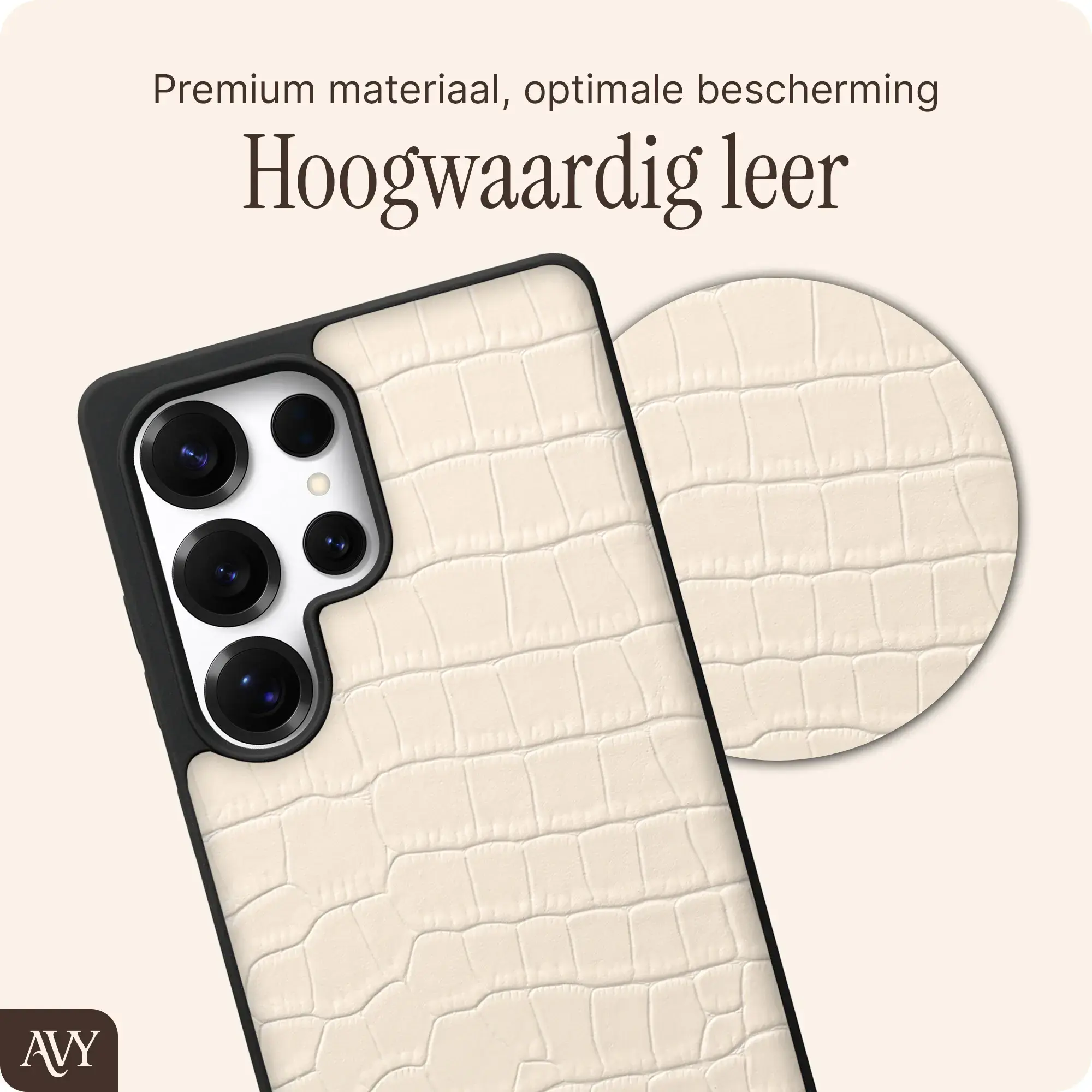 AVY Samsung Galaxy S25 Ultra - Styled Kit - Croco Beige - Long Leather afbeelding 5