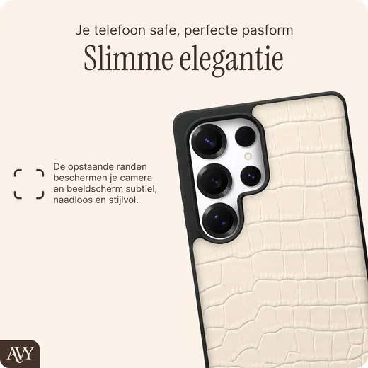 AVY Samsung Galaxy S25 Ultra - Styled Kit - Croco Beige - Long Leather afbeelding 12