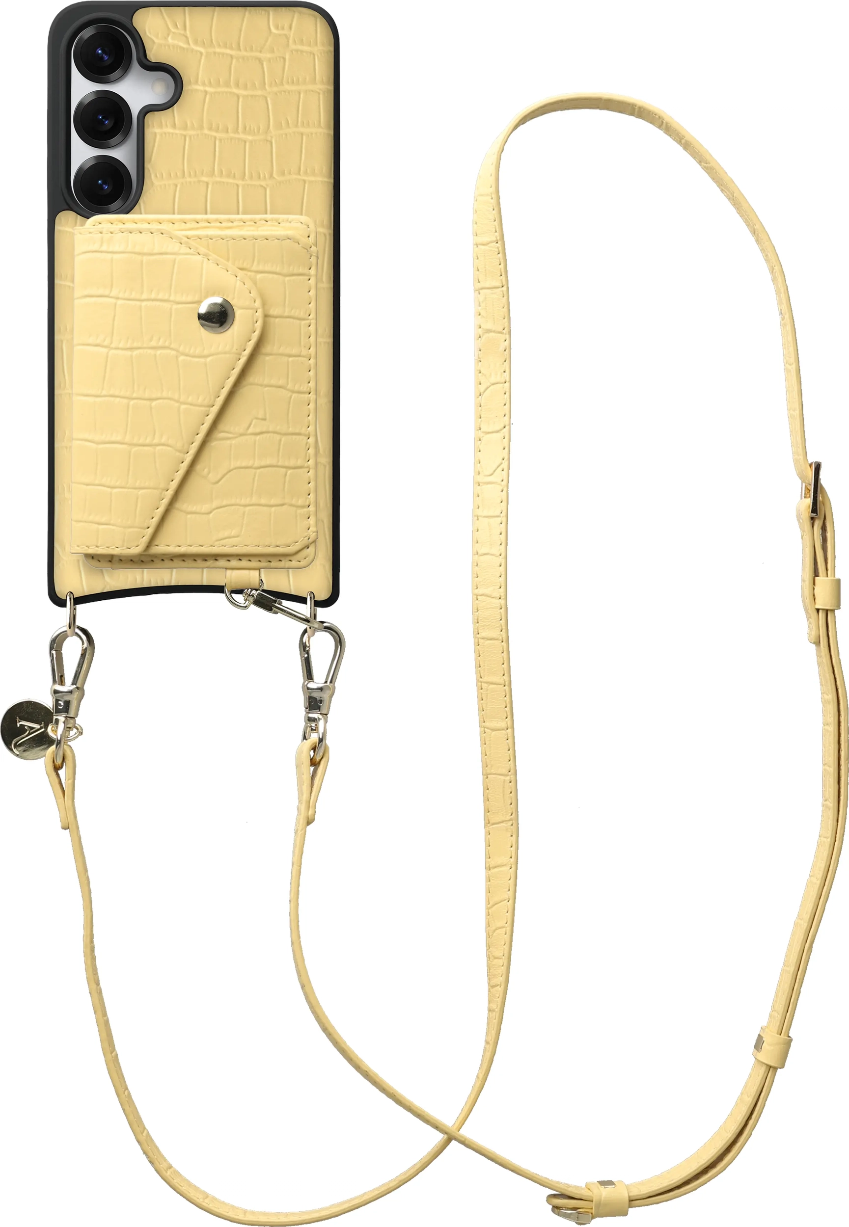 AVY Samsung Galaxy S25 / S24 - Styled Kit - Croco Geel - Long Leather afbeelding 1