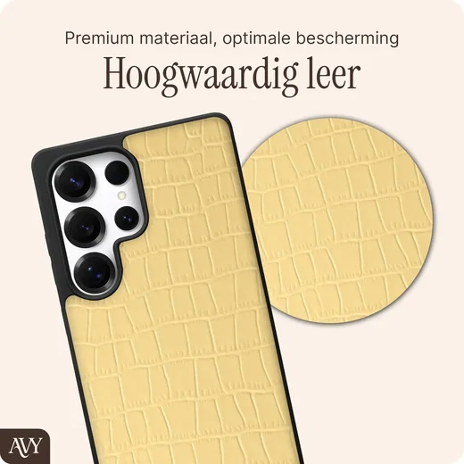AVY Samsung Galaxy S25 Ultra - Styled Kit - Croco Geel - Long Leather afbeelding 5