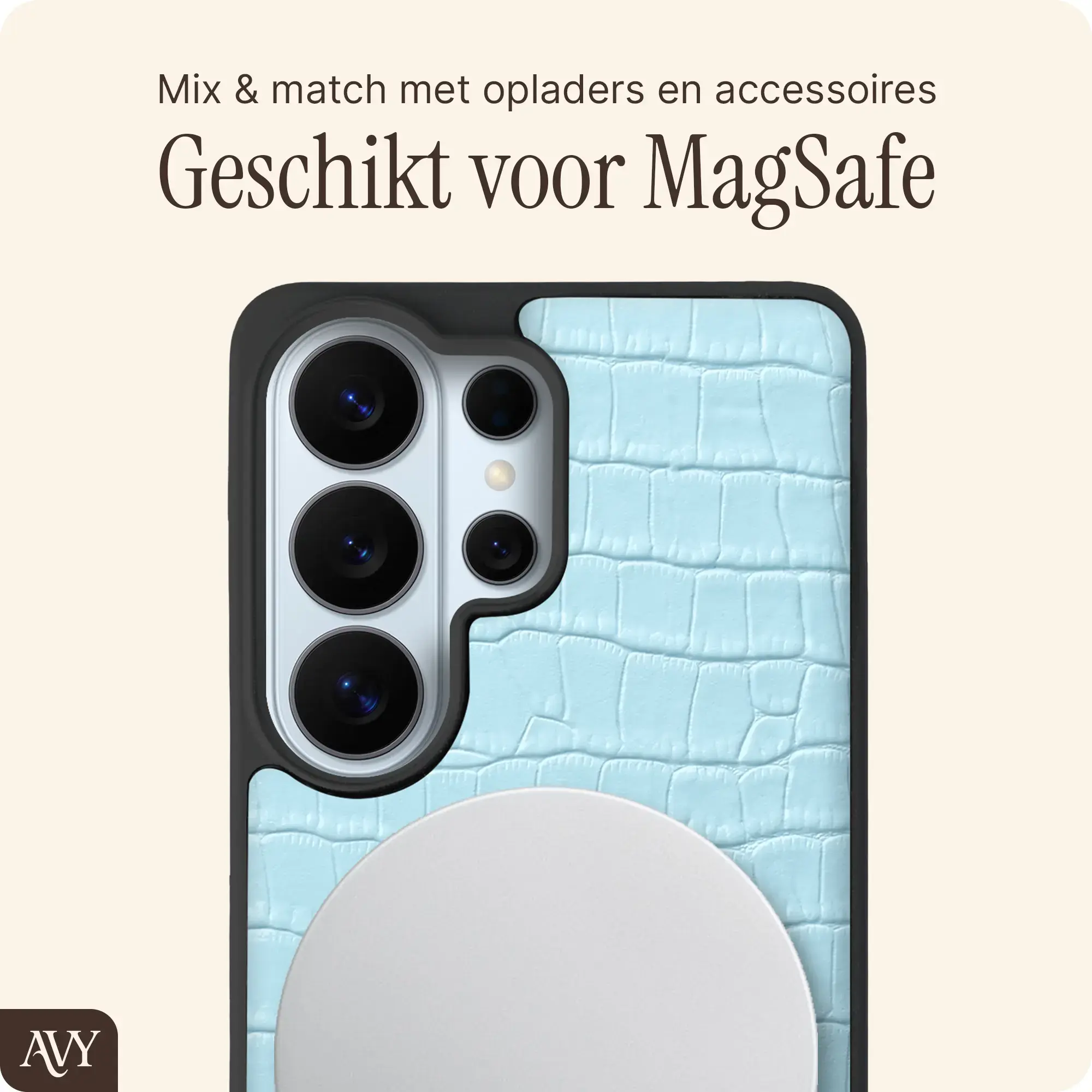 AVY Samsung Galaxy S26 Ultra - Styled Kit - Croco Blauw - Long Leather afbeelding 6