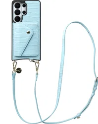 AVY Samsung Galaxy S26 Ultra - Styled Kit - Croco Blauw - Long Leather afbeelding