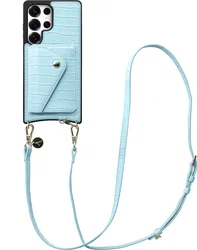 AVY Samsung Galaxy S25 Ultra - Styled Kit - Croco Blauw - Long Leather afbeelding