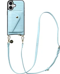 AVY Apple iPhone 16 - Styled Kit - Croco Blauw - Long Leather afbeelding