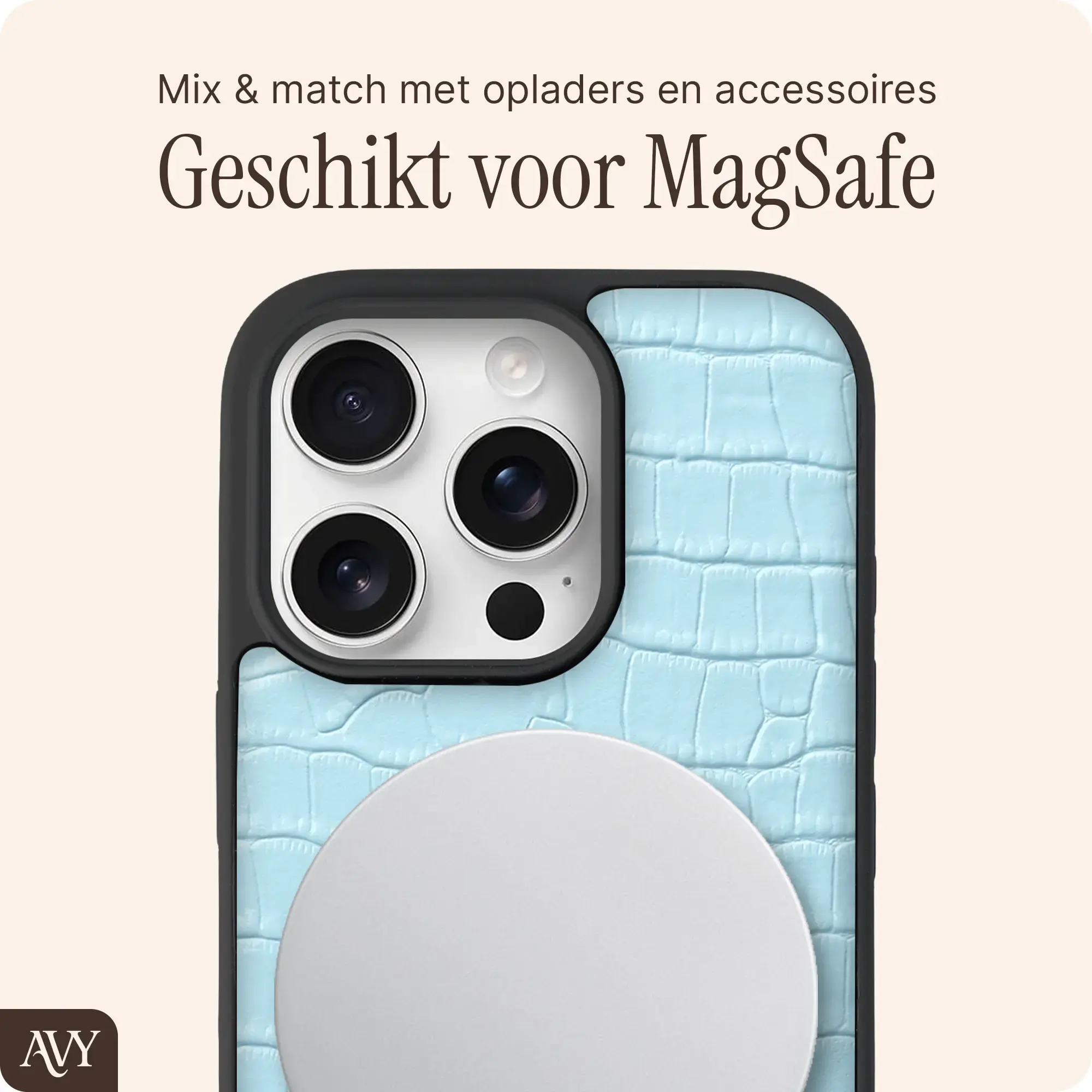 AVY Apple iPhone 16 Pro - Styled Kit - Croco Blauw - Long Leather afbeelding 7