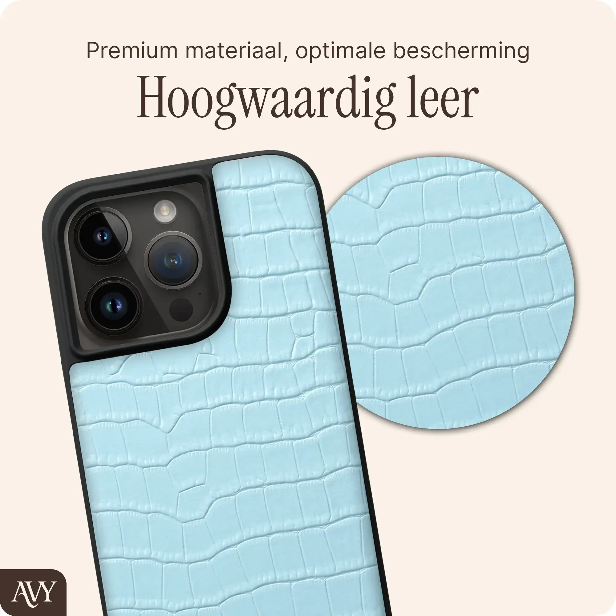 AVY Apple iPhone 15 Pro - Styled Kit - Croco Blauw - Long Leather afbeelding 6