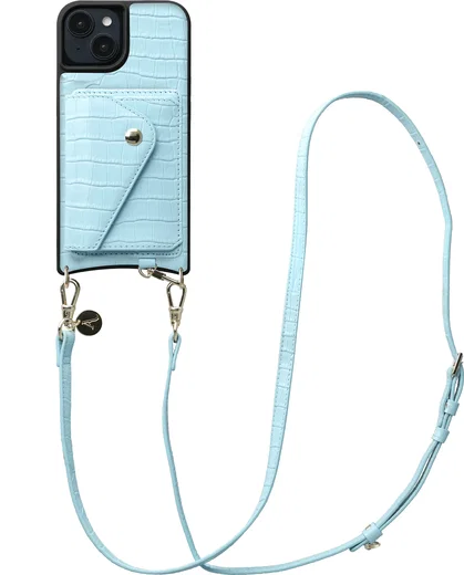 AVY Apple iPhone 14 / 13 - Styled Kit - Croco Blauw - Long Leather afbeelding 1