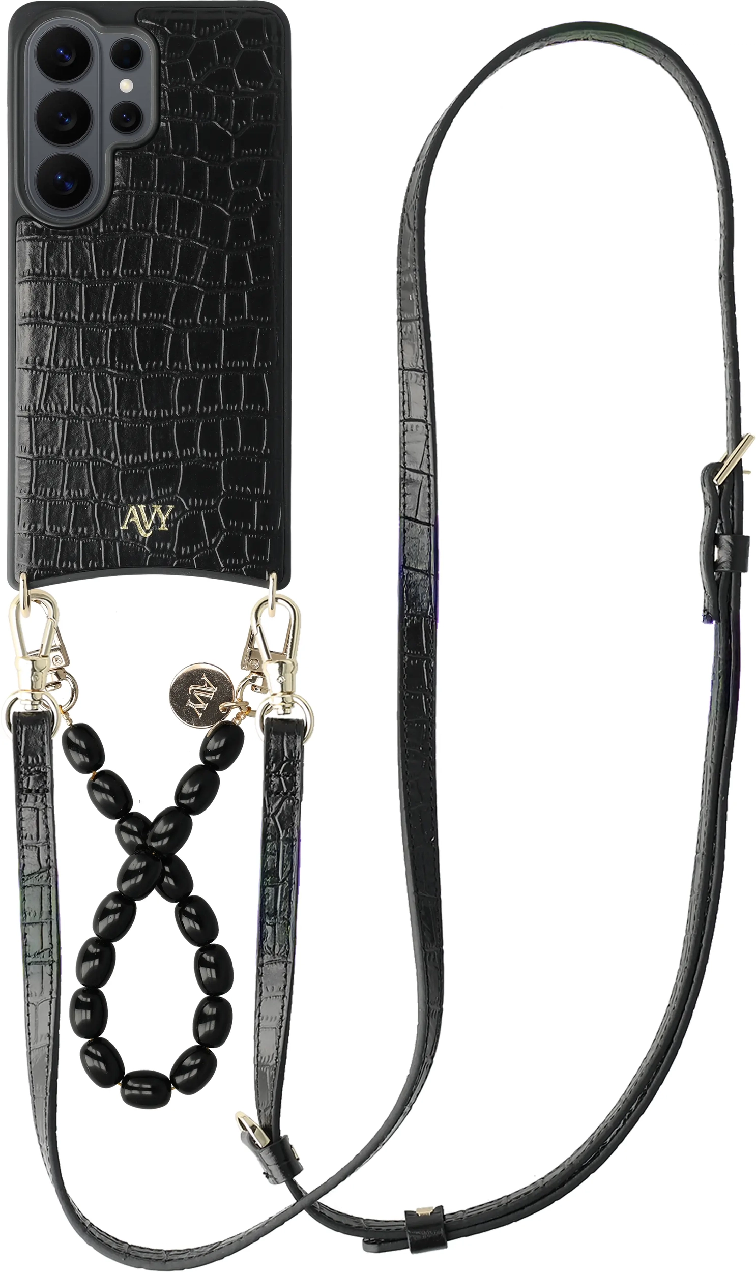 AVY Samsung Galaxy S26 Ultra - Styled Kit - Croco Zwart - Rosario Leather Set afbeelding 1