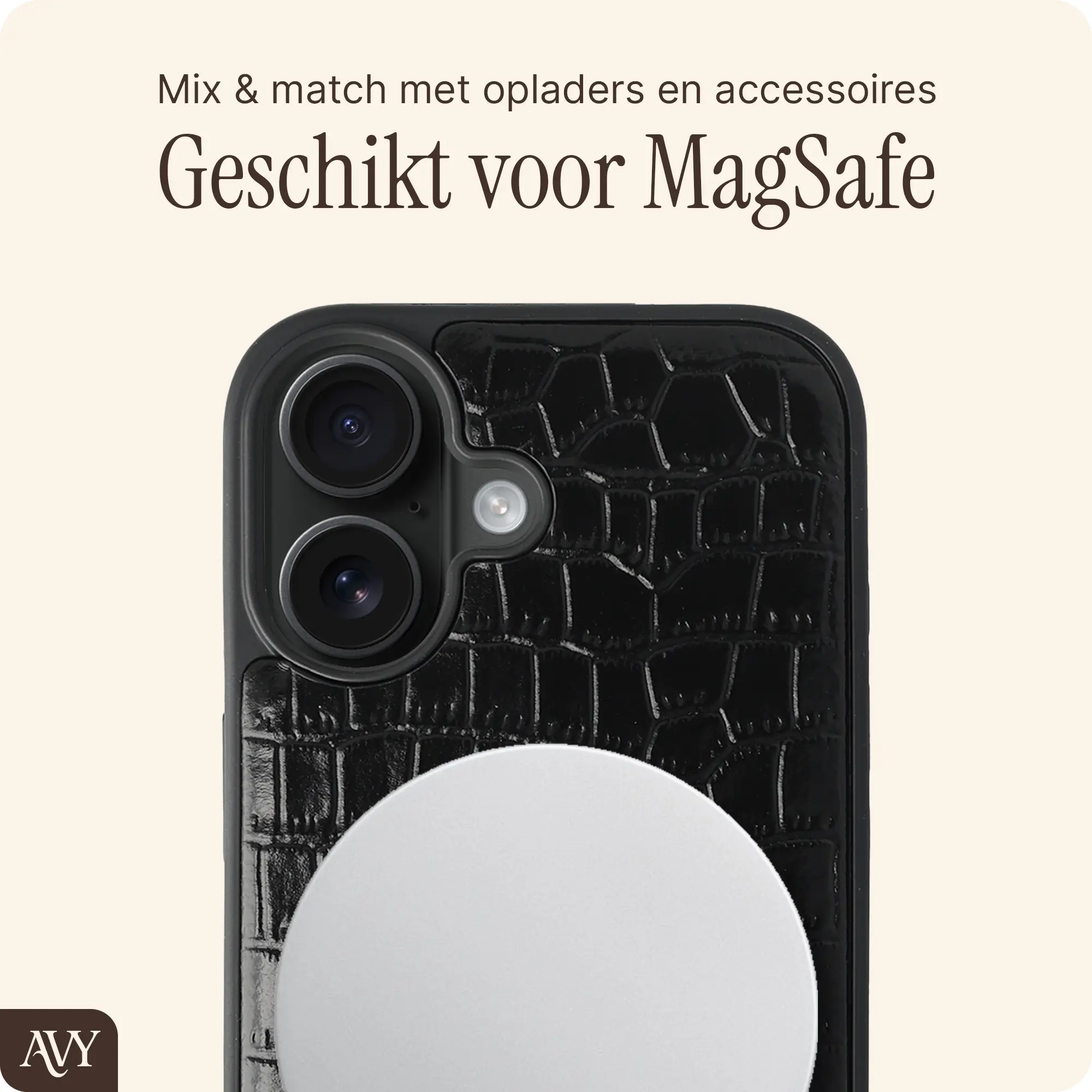 AVY Apple iPhone 17 Pro - Styled Kit - Croco Zwart - Rosario Leather Set afbeelding 7