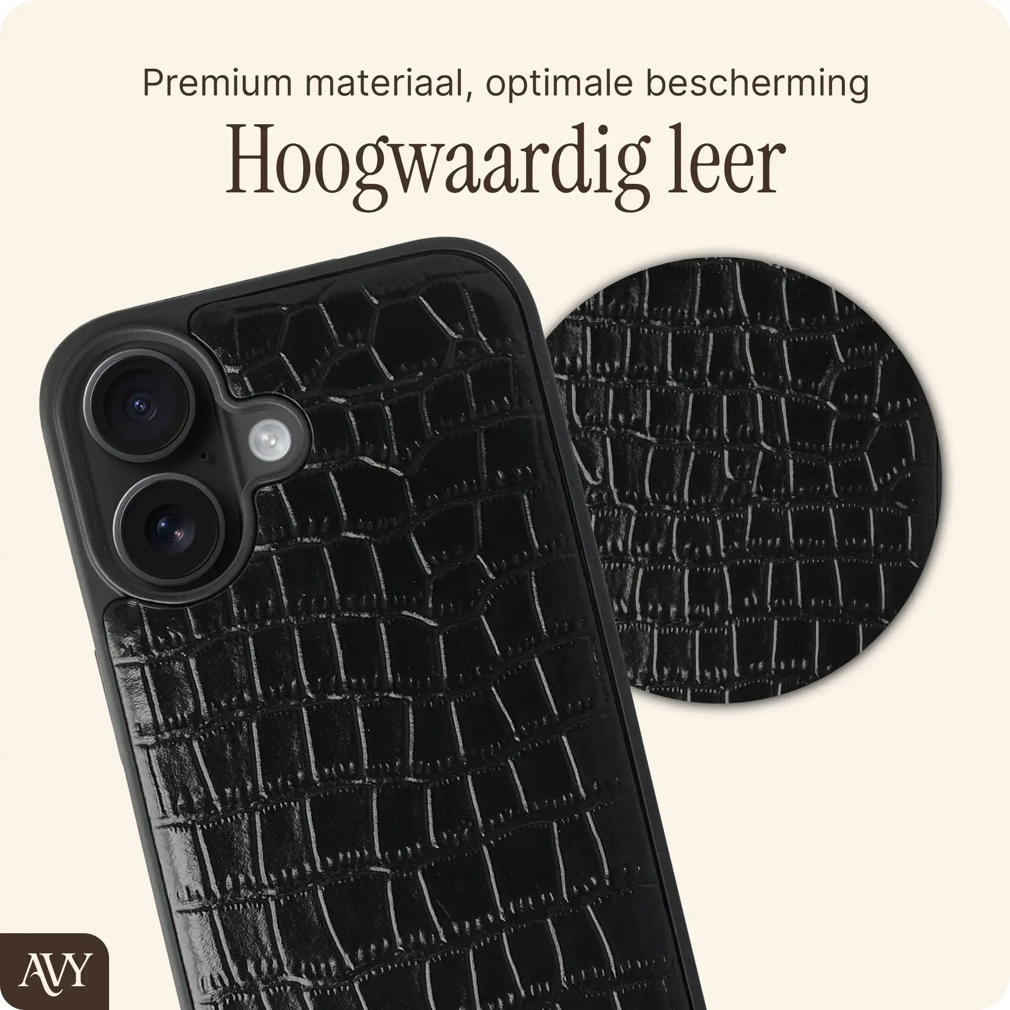 AVY Apple iPhone 17 Pro - Styled Kit - Croco Zwart - Rosario Leather Set afbeelding 6