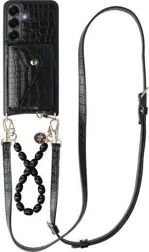 AVY Samsung Galaxy S25 / S24 - Styled Kit - Croco Zwart - Rosario Leather Set afbeelding 1