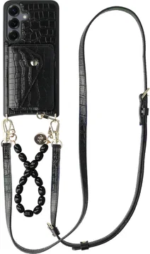 AVY Samsung Galaxy S25 / S24 - Styled Kit - Croco Zwart - Rosario Leather Set