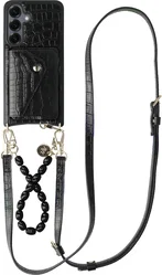 AVY Samsung Galaxy S25 / S24 - Styled Kit - Croco Zwart - Rosario Leather Set afbeelding