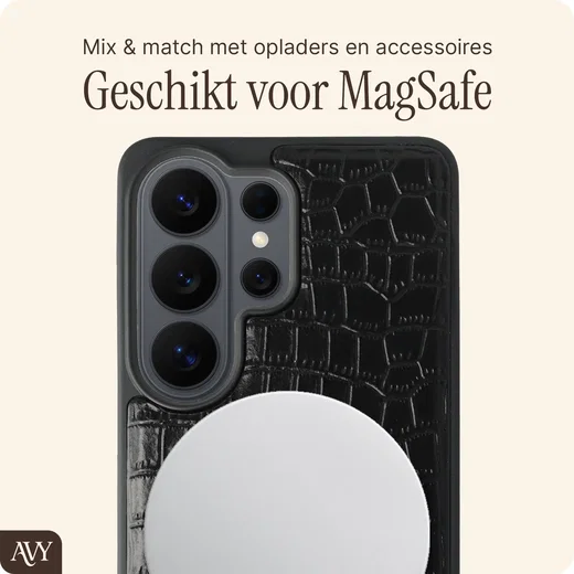 AVY Samsung Galaxy S25 Ultra - Styled Kit - Croco Zwart - Rosario Leather Set afbeelding 6