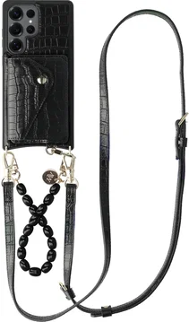 AVY Samsung Galaxy S25 Ultra - Styled Kit - Croco Zwart - Rosario Leather Set