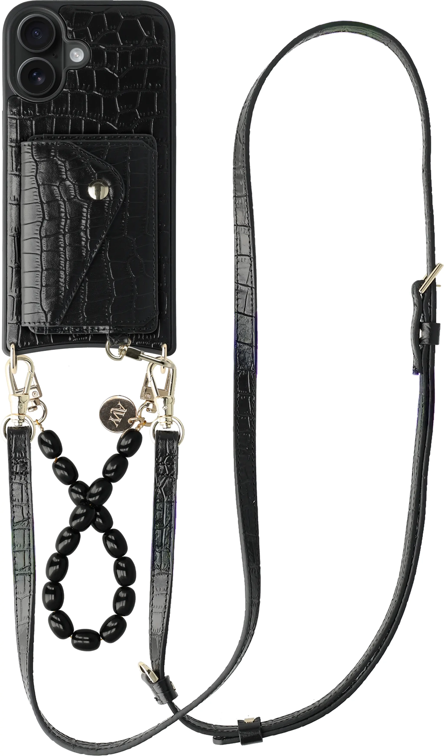 AVY Apple iPhone 16 - Styled Kit - Croco Zwart - Rosario Leather Set afbeelding 1