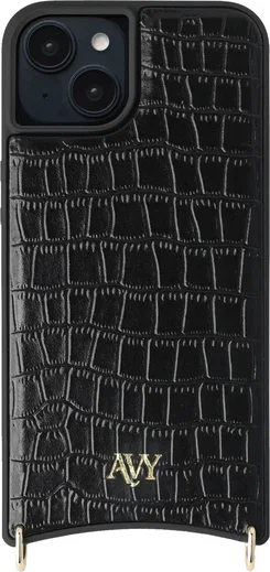 AVY Apple iPhone 15 - Styled Kit - Croco Zwart - Rosario Leather Set afbeelding 14