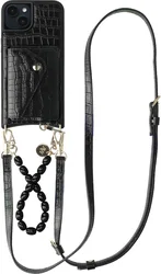 AVY Apple iPhone 15 - Styled Kit - Croco Zwart - Rosario Leather Set afbeelding