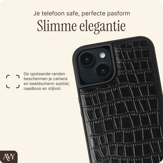 AVY Apple iPhone 15 - Styled Kit - Croco Zwart - Rosario Leather Set afbeelding 13