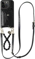 AVY Apple iPhone 15 Pro - Styled Kit - Croco Zwart - Rosario Leather Set afbeelding