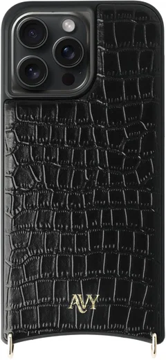 AVY Apple iPhone 15 Pro Max - Styled Kit - Croco Zwart - Rosario Leather Set afbeelding 14