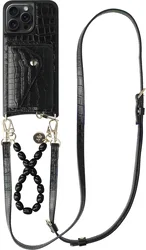 AVY Apple iPhone 15 Pro Max - Styled Kit - Croco Zwart - Rosario Leather Set afbeelding
