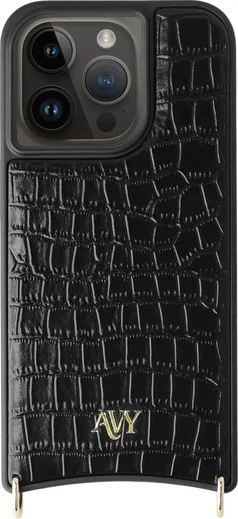 AVY Apple iPhone 14 Pro - Styled Kit - Croco Zwart - Rosario Leather Set afbeelding 13