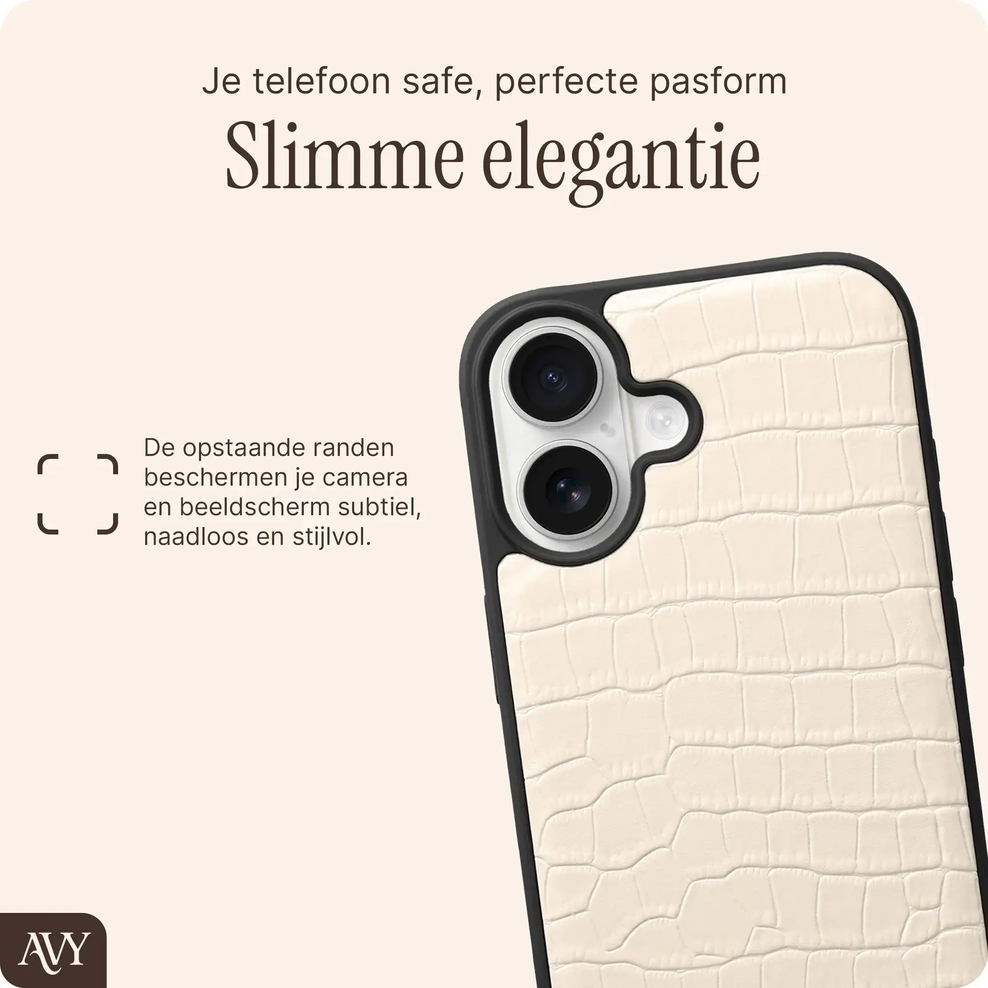 AVY Apple iPhone 16 - Styled Kit - Croco Beige - Cubiq Leather Set afbeelding 7