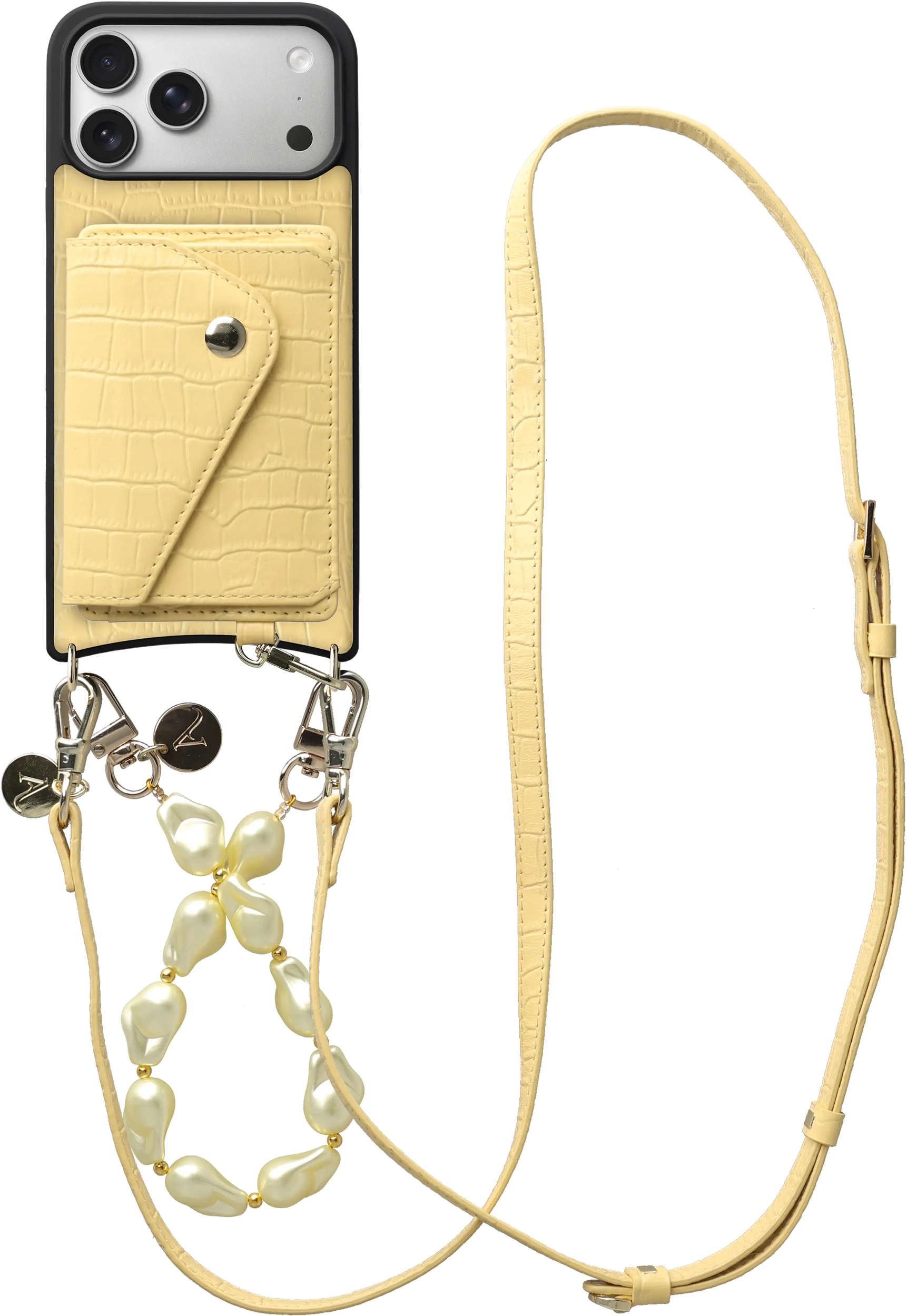 AVY Apple iPhone 17 Pro Max - Styled Kit - Croco Geel - Pearl Leather Set afbeelding 1