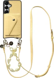 AVY Samsung Galaxy S25 / S24 - Styled Kit - Croco Geel - Pearl Leather Set afbeelding