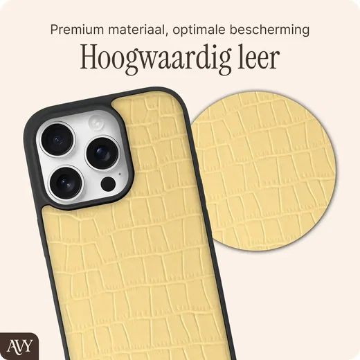 AVY Apple iPhone 16 Pro Max - Styled Kit - Croco Geel - Pearl Leather Set afbeelding 4