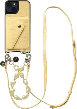 AVY Apple iPhone 15 - Styled Kit - Croco Geel - Pearl Leather Set