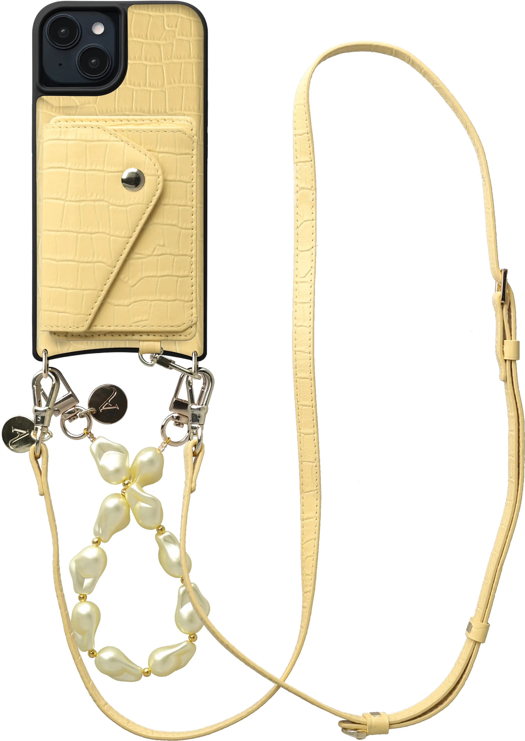 AVY Apple iPhone 14 / 13 - Styled Kit - Croco Geel - Pearl Leather Set afbeelding 1
