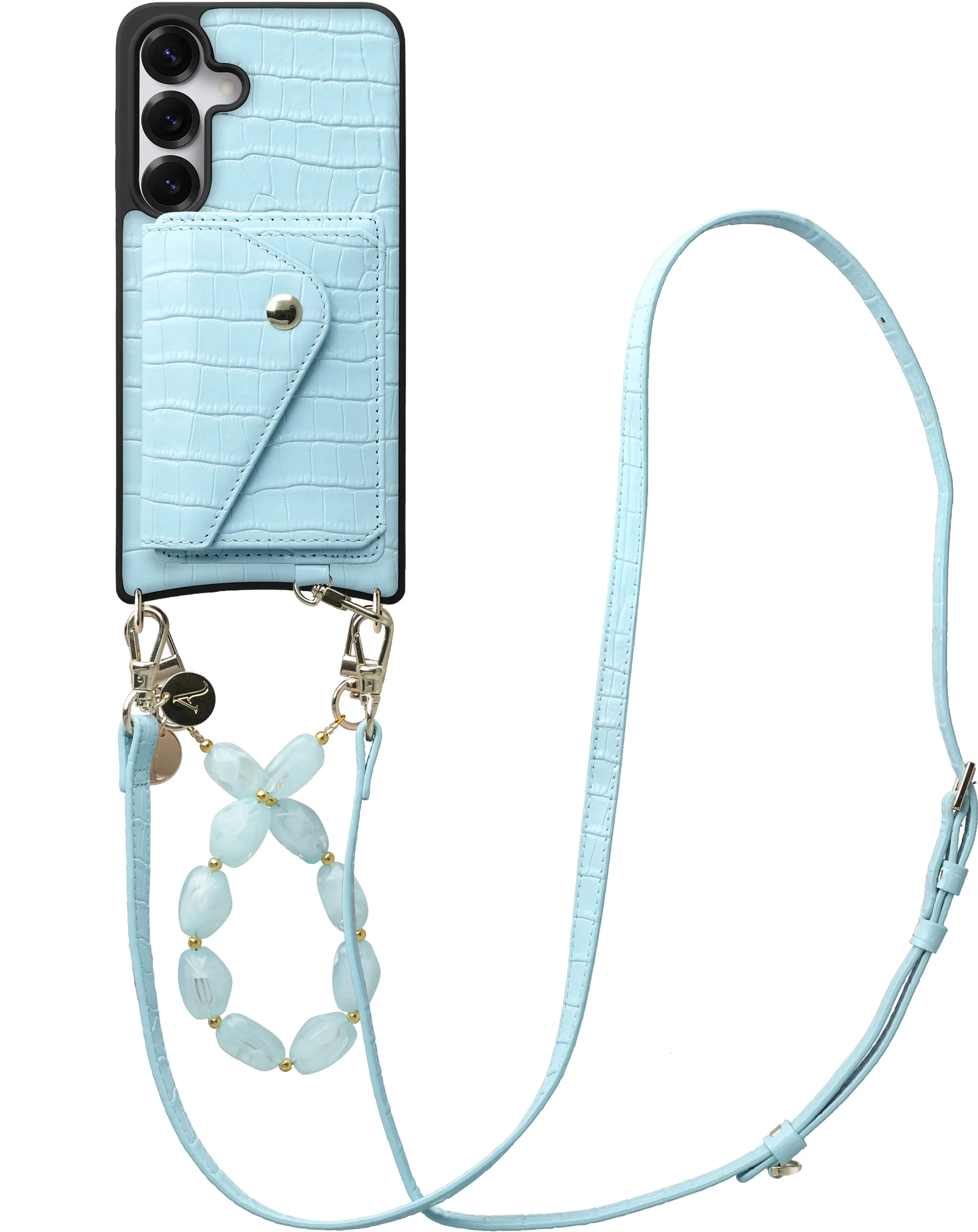 AVY Samsung Galaxy S25 / S24 - Styled Kit - Croco Blauw - Rocher Leather Set afbeelding 1
