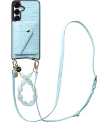 AVY Samsung Galaxy S25 / S24 - Styled Kit - Croco Blauw - Rocher Leather Set afbeelding